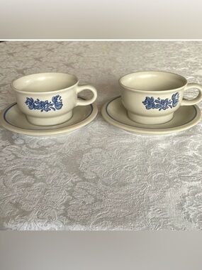 Pfaltzgraff Yorktown cups and saucers set of two